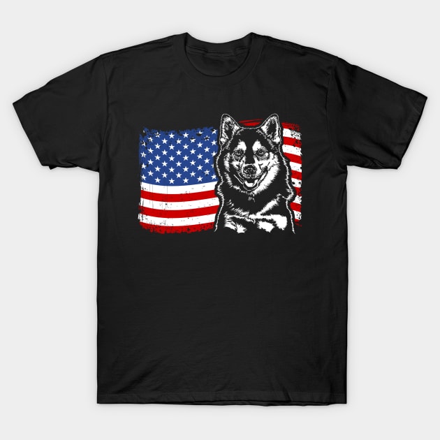 Proud Pomsky American Flag patriotic dog T-Shirt by wilsigns